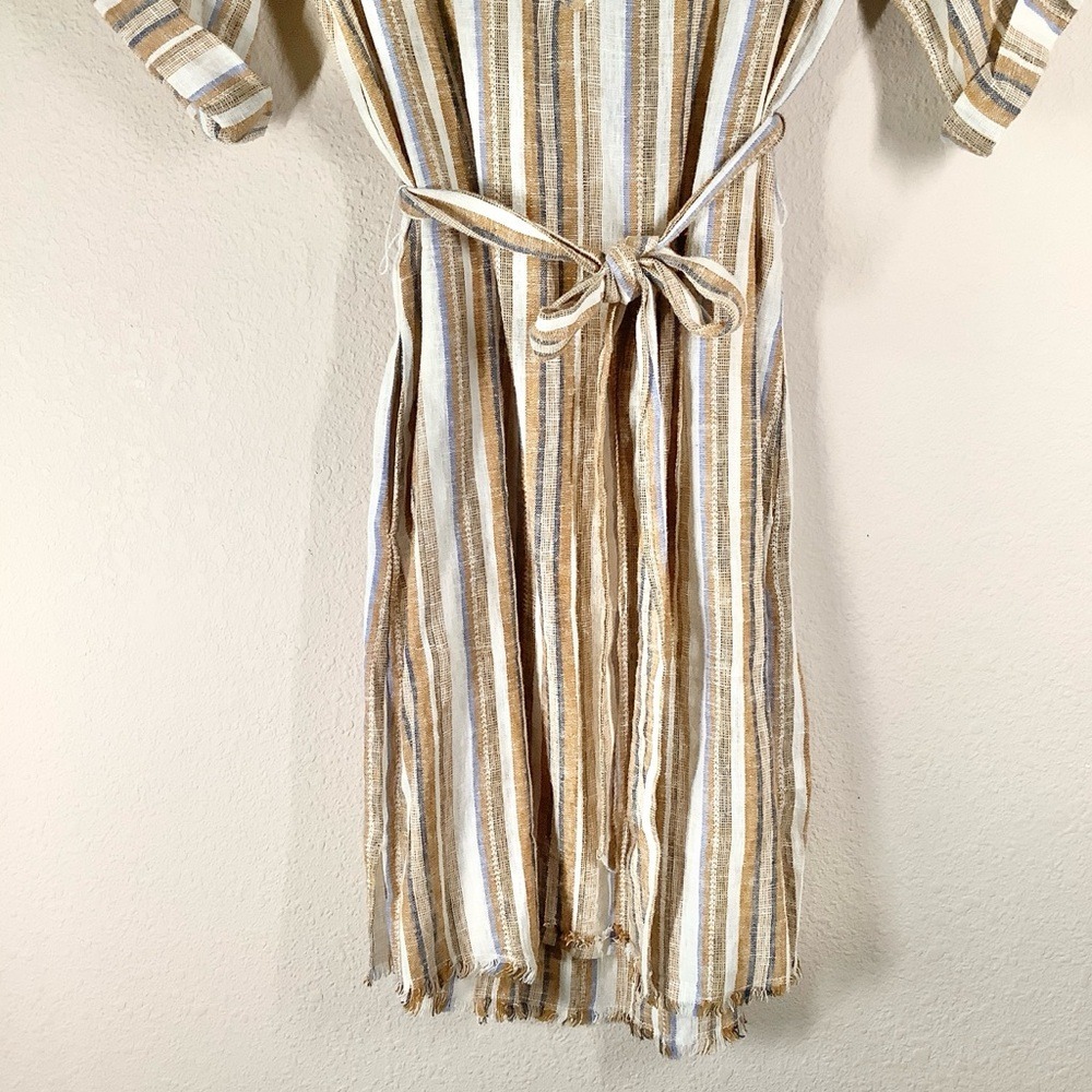 Anthropologie DREW Linen Shirt Dress XS Ollie Stripe Midi Vacation Resort Preppy - Picture 5 of 15